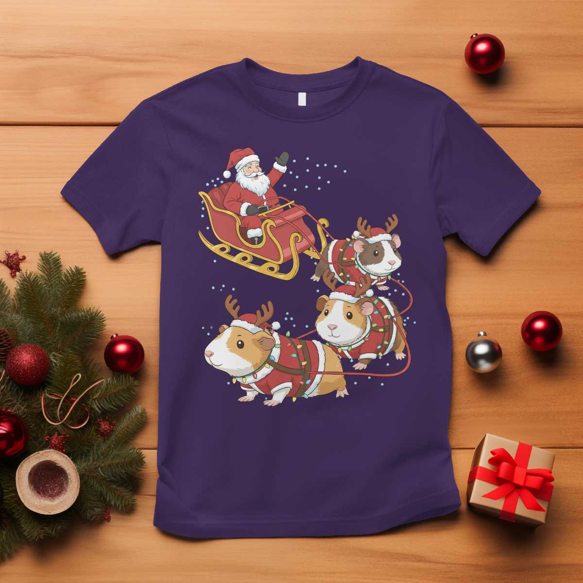 Funny Christmas Guinea Pig Lover Gift T Shirt Santa Pig Sleigh Crew - Wonder Print Shop