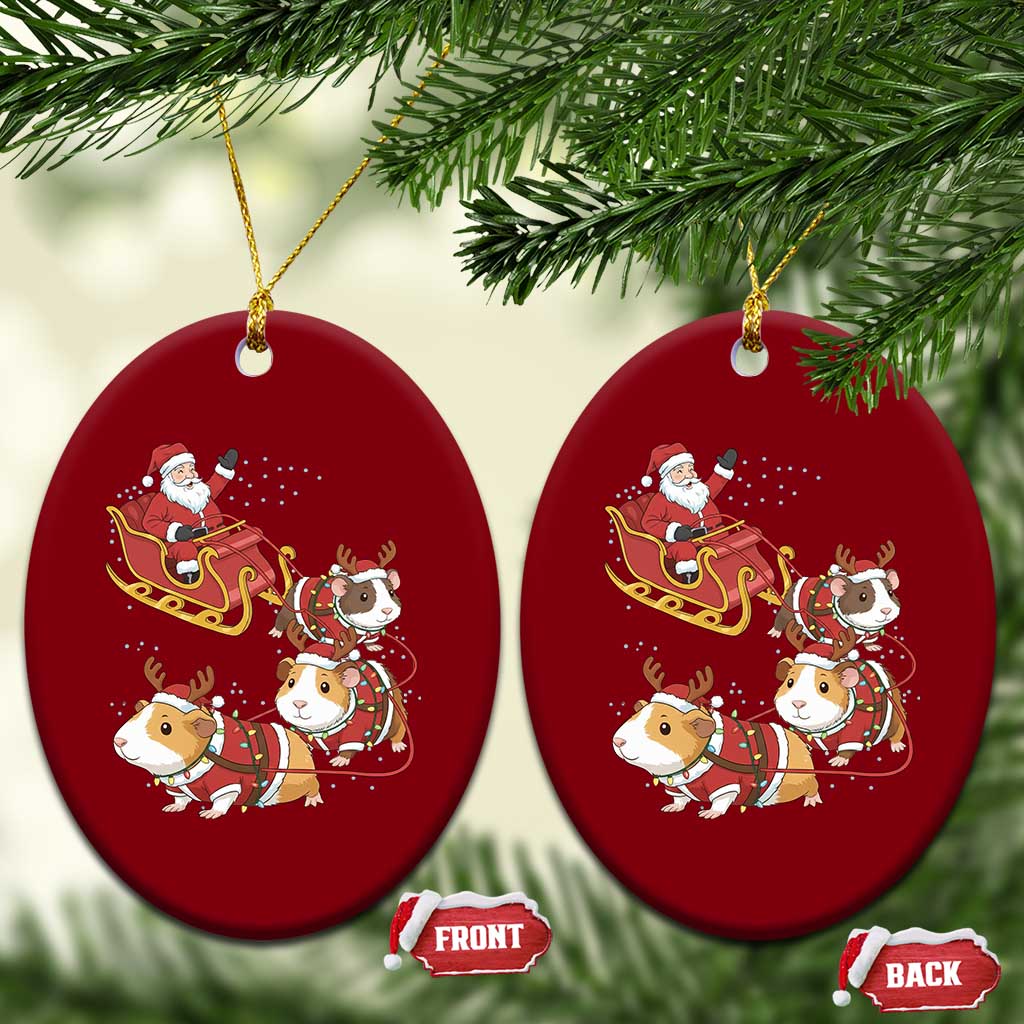 Funny Christmas Guinea Pig Lover Gift Ceramic Ornament Santa Pig Sleigh Crew - Wonder Print Shop