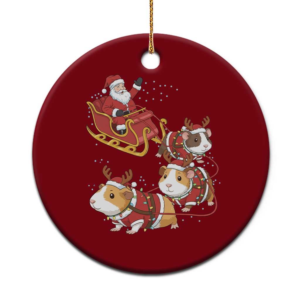 Funny Christmas Guinea Pig Lover Gift Ceramic Ornament Santa Pig Sleigh Crew - Wonder Print Shop