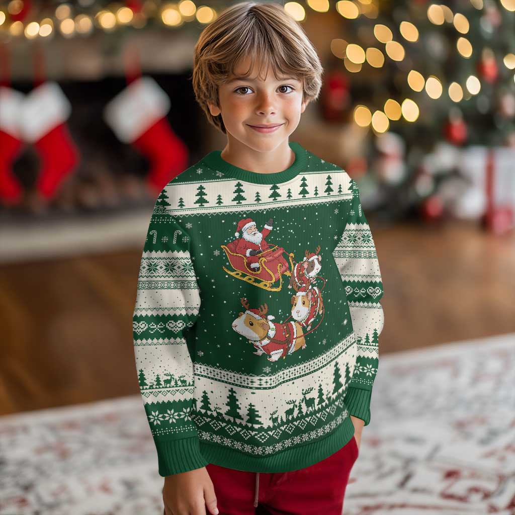Funny Christmas Guinea Pig Lover Gift Ugly Christmas Sweater Santa Pig Sleigh Crew - Wonder Print Shop