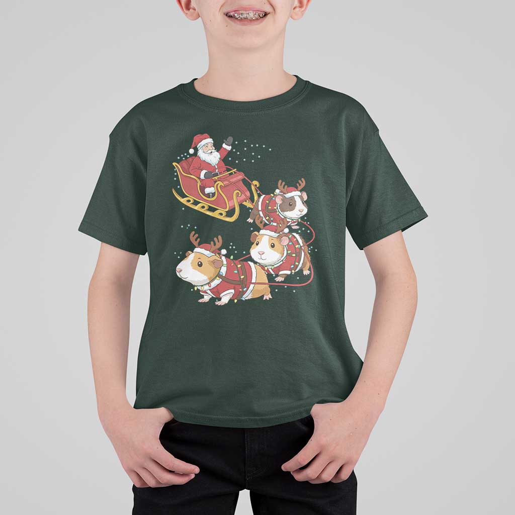 Funny Christmas Guinea Pig Lover Gift T Shirt For Kid Santa Pig Sleigh Crew - Wonder Print Shop