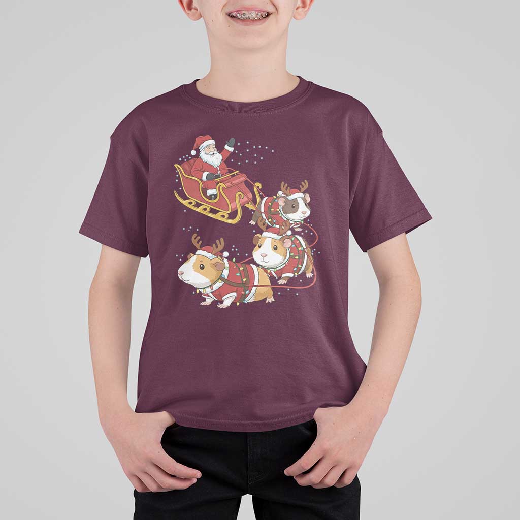 Funny Christmas Guinea Pig Lover Gift T Shirt For Kid Santa Pig Sleigh Crew - Wonder Print Shop