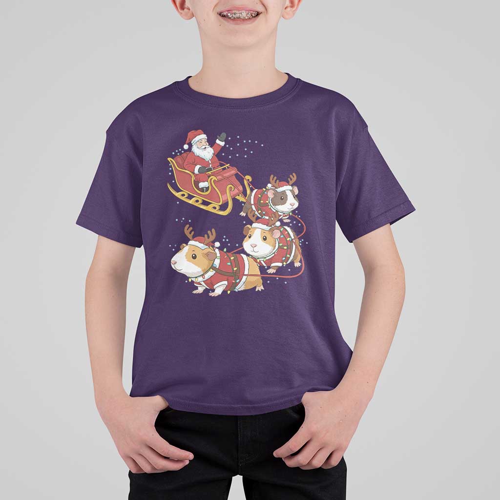 Funny Christmas Guinea Pig Lover Gift T Shirt For Kid Santa Pig Sleigh Crew - Wonder Print Shop