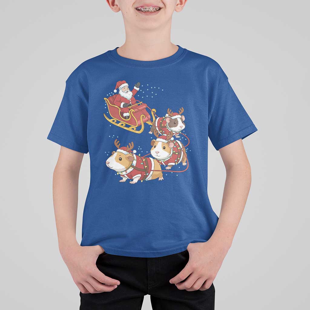 Funny Christmas Guinea Pig Lover Gift T Shirt For Kid Santa Pig Sleigh Crew - Wonder Print Shop