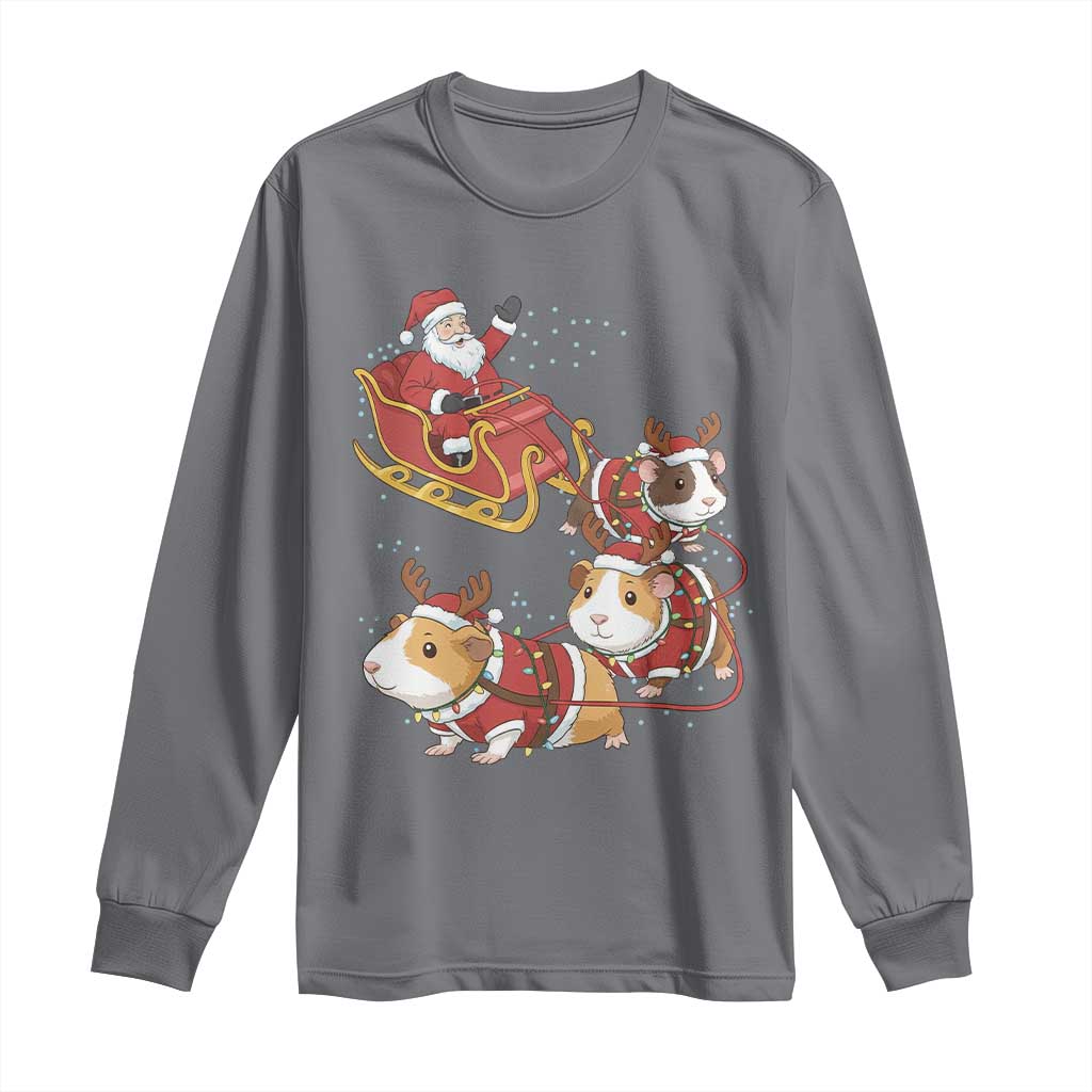 Funny Christmas Guinea Pig Lover Gift Long Sleeve Shirt Santa Pig Sleigh Crew - Wonder Print Shop