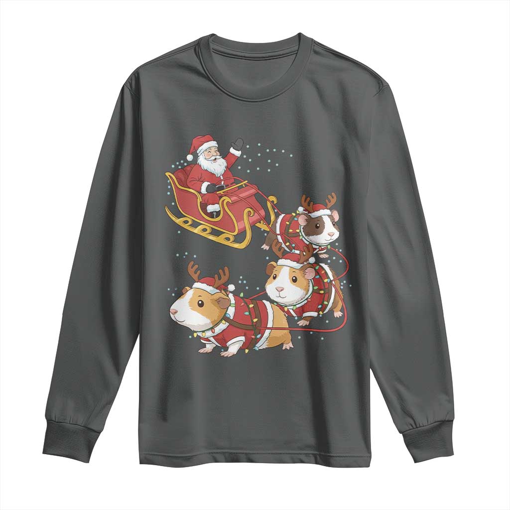 Funny Christmas Guinea Pig Lover Gift Long Sleeve Shirt Santa Pig Sleigh Crew - Wonder Print Shop