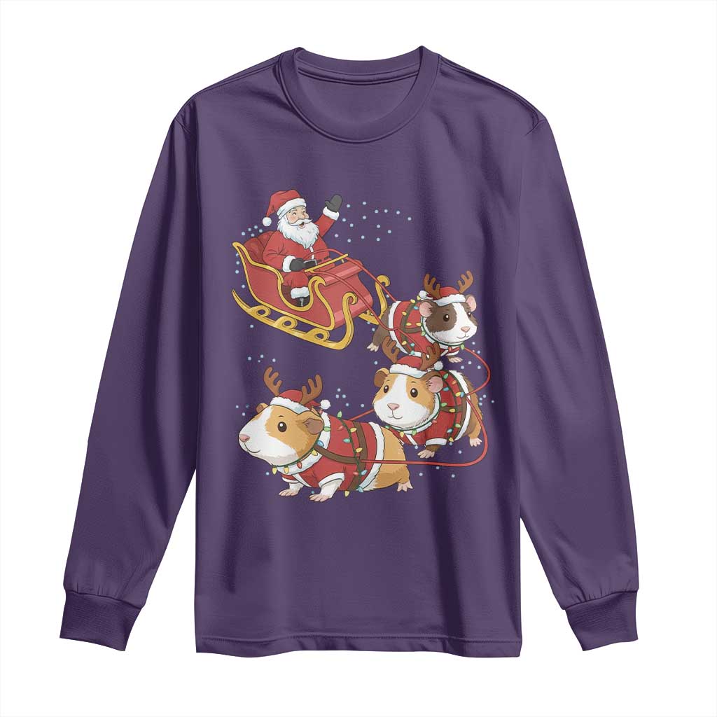 Funny Christmas Guinea Pig Lover Gift Long Sleeve Shirt Santa Pig Sleigh Crew - Wonder Print Shop