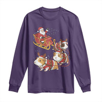 Funny Christmas Guinea Pig Lover Gift Long Sleeve Shirt Santa Pig Sleigh Crew - Wonder Print Shop