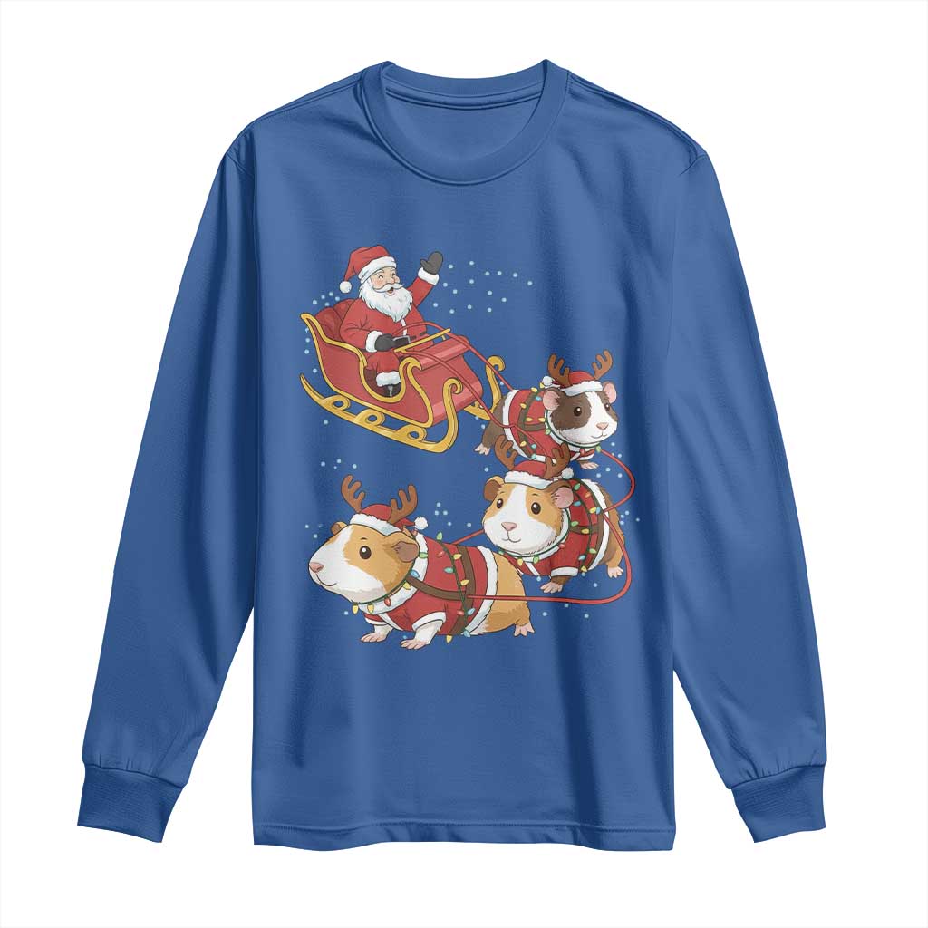 Funny Christmas Guinea Pig Lover Gift Long Sleeve Shirt Santa Pig Sleigh Crew - Wonder Print Shop