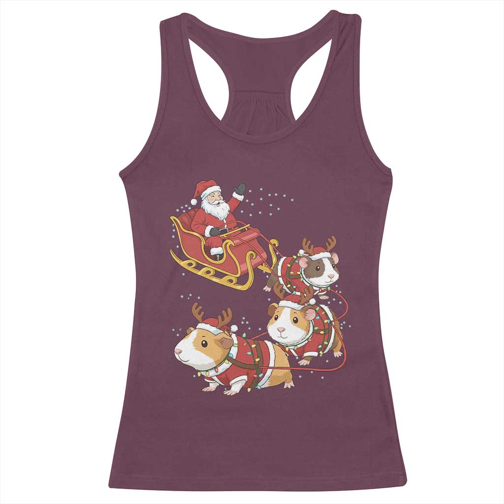 Funny Christmas Guinea Pig Lover Gift Racerback Tank Top Santa Pig Sleigh Crew - Wonder Print Shop