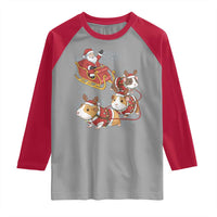 Funny Christmas Guinea Pig Lover Gift Raglan Shirt Santa Pig Sleigh Crew - Wonder Print Shop