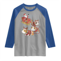 Funny Christmas Guinea Pig Lover Gift Raglan Shirt Santa Pig Sleigh Crew - Wonder Print Shop