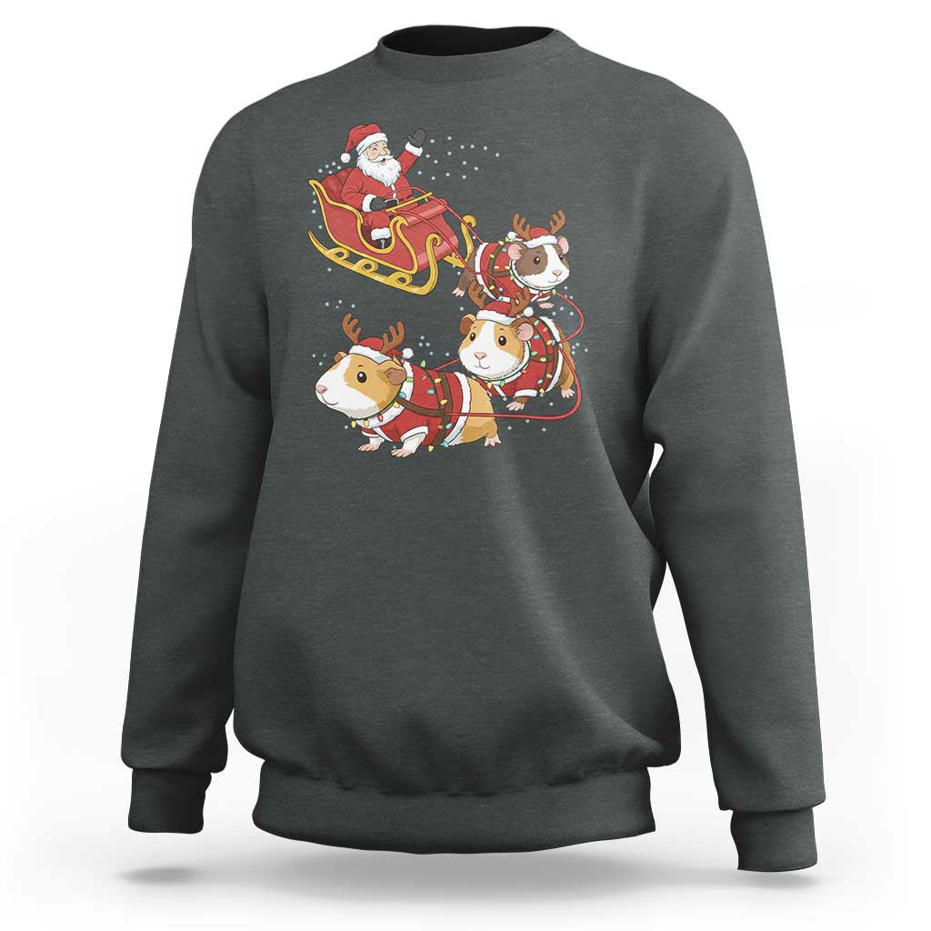 Funny Christmas Guinea Pig Lover Gift Sweatshirt Santa Pig Sleigh Crew - Wonder Print Shop