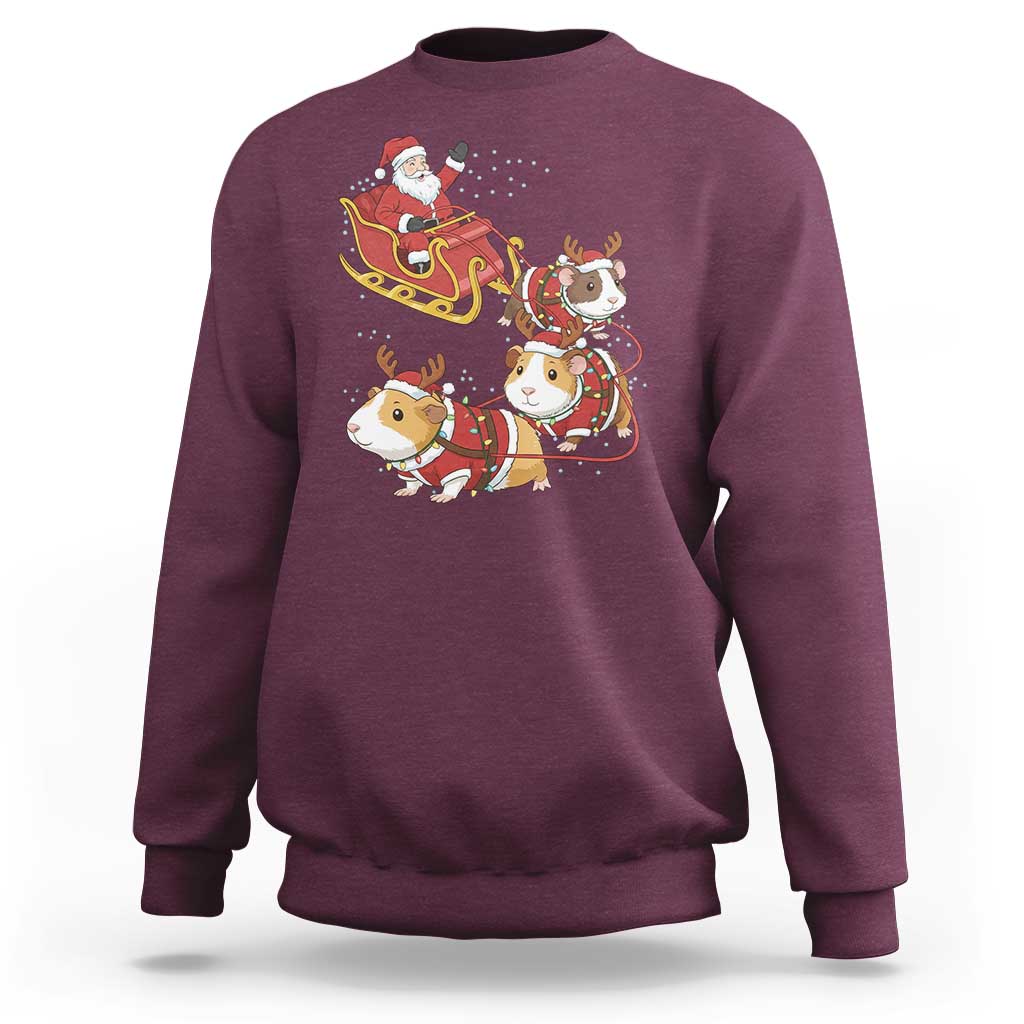 Funny Christmas Guinea Pig Lover Gift Sweatshirt Santa Pig Sleigh Crew - Wonder Print Shop
