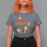 Funny Christmas Guinea Pig Lover Gift T Shirt For Women Santa Pig Sleigh Crew - Wonder Print Shop