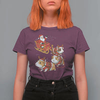 Funny Christmas Guinea Pig Lover Gift T Shirt For Women Santa Pig Sleigh Crew - Wonder Print Shop