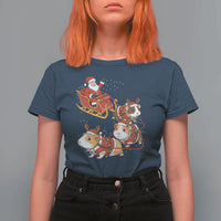 Funny Christmas Guinea Pig Lover Gift T Shirt For Women Santa Pig Sleigh Crew - Wonder Print Shop