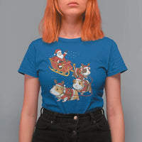 Funny Christmas Guinea Pig Lover Gift T Shirt For Women Santa Pig Sleigh Crew - Wonder Print Shop