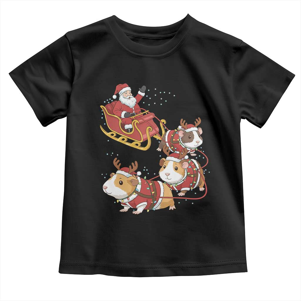 Funny Christmas Guinea Pig Lover Gift Toddler T Shirt Santa Pig Sleigh Crew - Wonder Print Shop