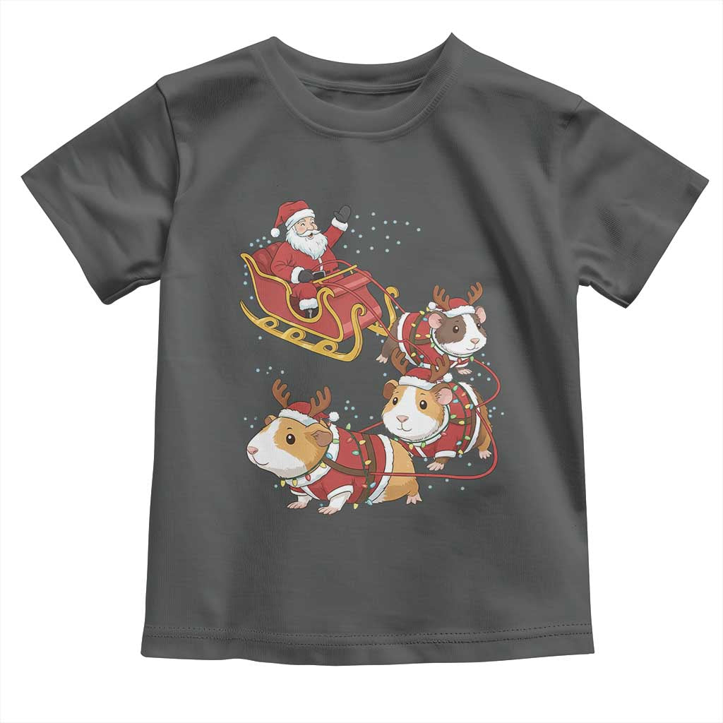 Funny Christmas Guinea Pig Lover Gift Toddler T Shirt Santa Pig Sleigh Crew - Wonder Print Shop