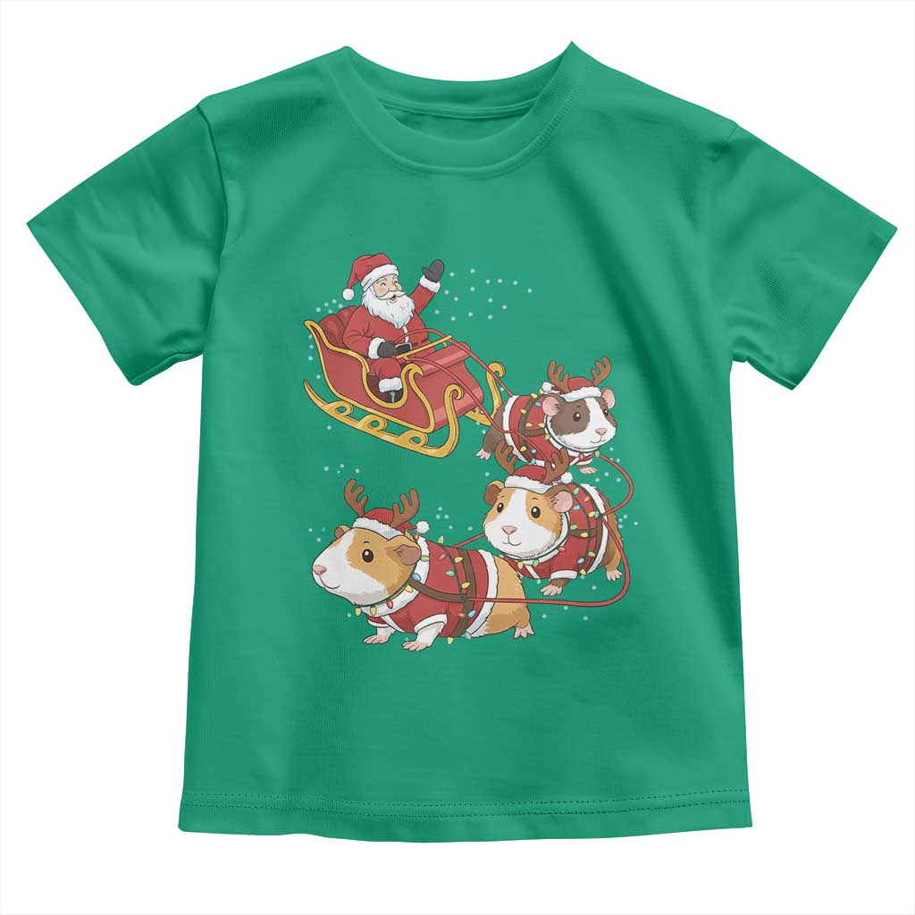 Funny Christmas Guinea Pig Lover Gift Toddler T Shirt Santa Pig Sleigh Crew - Wonder Print Shop