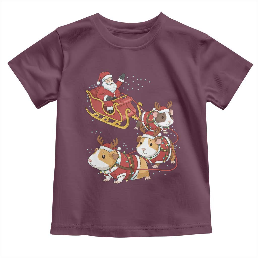 Funny Christmas Guinea Pig Lover Gift Toddler T Shirt Santa Pig Sleigh Crew - Wonder Print Shop