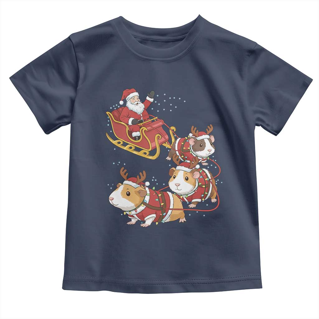 Funny Christmas Guinea Pig Lover Gift Toddler T Shirt Santa Pig Sleigh Crew - Wonder Print Shop