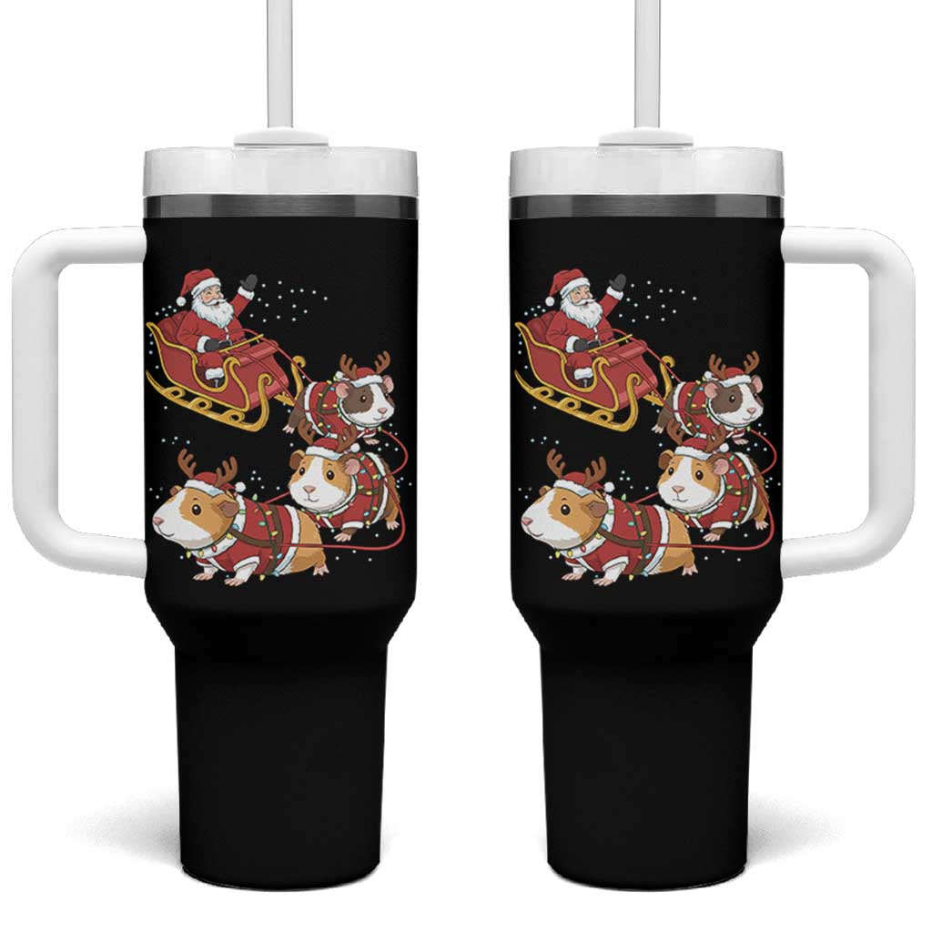 Funny Christmas Guinea Pig Lover Gift Tumbler With Handle Santa Pig Sleigh Crew - Wonder Print Shop