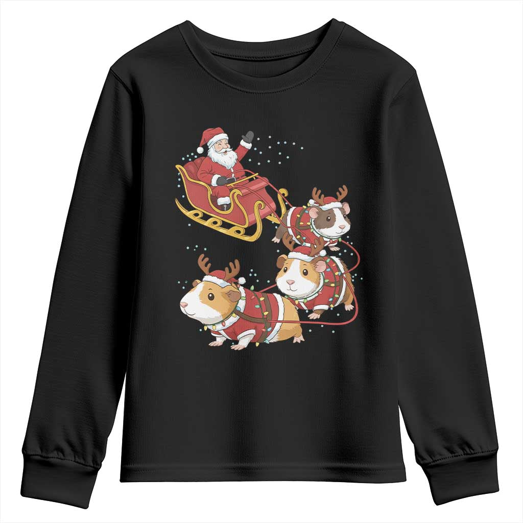Funny Christmas Guinea Pig Lover Gift Youth Sweatshirt Santa Pig Sleigh Crew - Wonder Print Shop