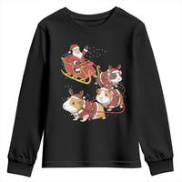 Funny Christmas Guinea Pig Lover Gift Youth Sweatshirt Santa Pig Sleigh Crew - Wonder Print Shop