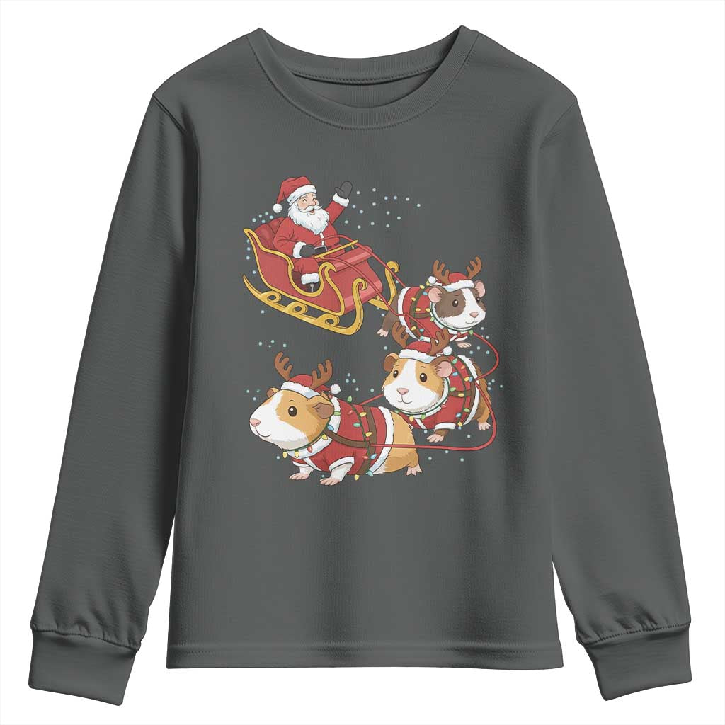 Funny Christmas Guinea Pig Lover Gift Youth Sweatshirt Santa Pig Sleigh Crew - Wonder Print Shop