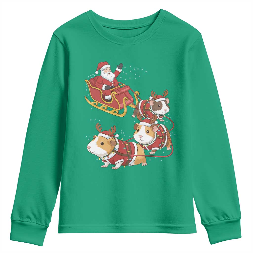 Funny Christmas Guinea Pig Lover Gift Youth Sweatshirt Santa Pig Sleigh Crew - Wonder Print Shop