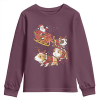Funny Christmas Guinea Pig Lover Gift Youth Sweatshirt Santa Pig Sleigh Crew - Wonder Print Shop