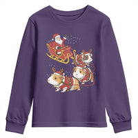 Funny Christmas Guinea Pig Lover Gift Youth Sweatshirt Santa Pig Sleigh Crew - Wonder Print Shop