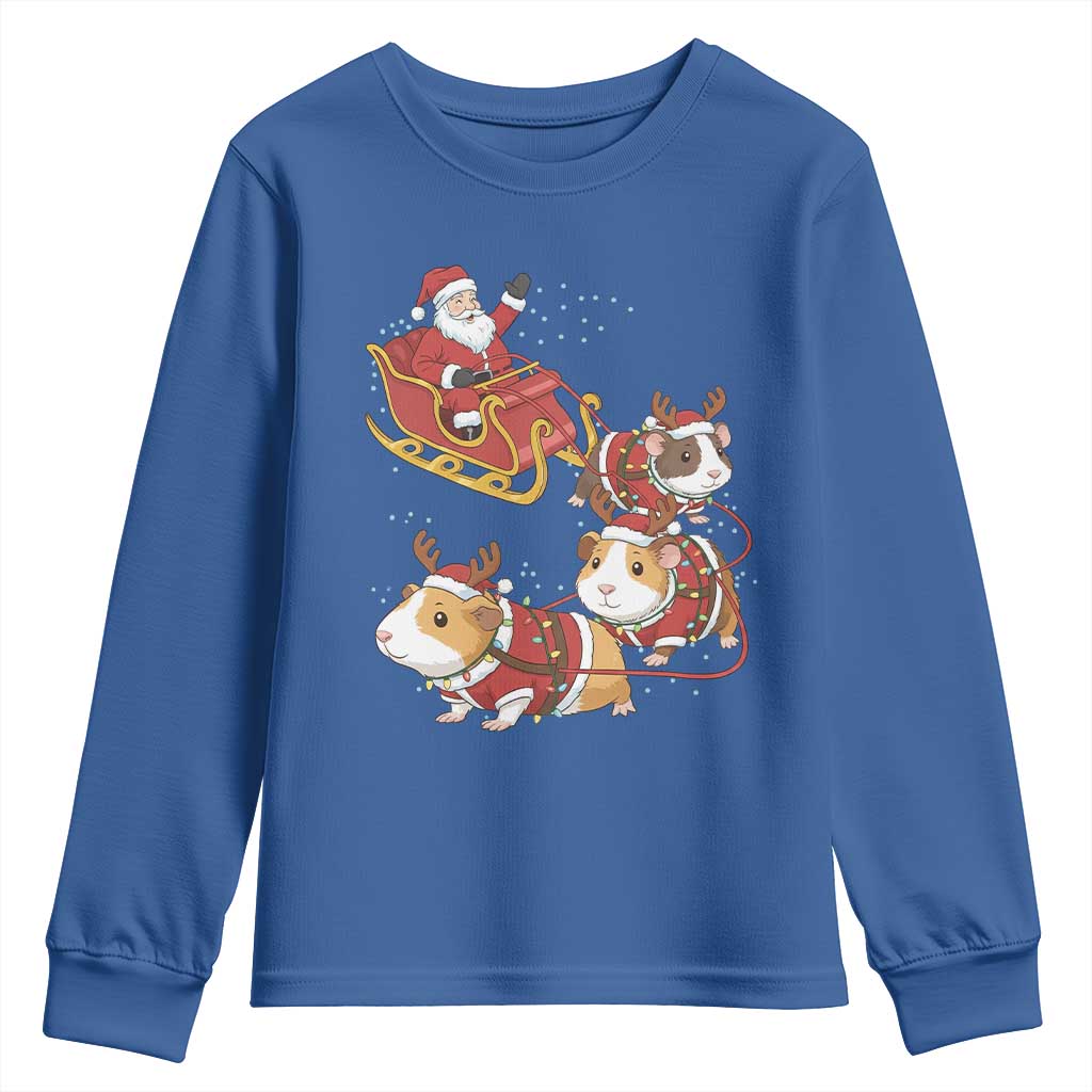 Funny Christmas Guinea Pig Lover Gift Youth Sweatshirt Santa Pig Sleigh Crew - Wonder Print Shop