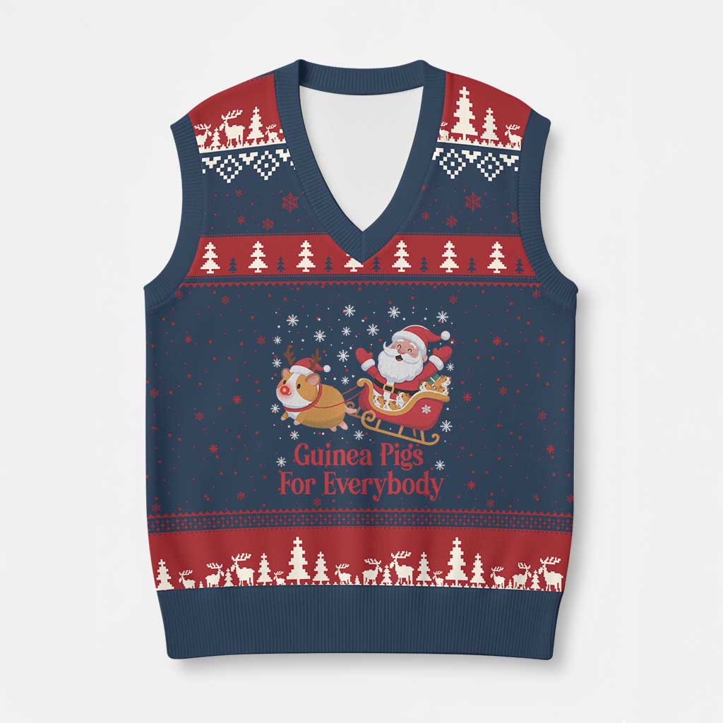 Guinea Pigs For Everybody V-Neck Knit Sweater Vest Funny Xmas Gift - Wonder Print Shop