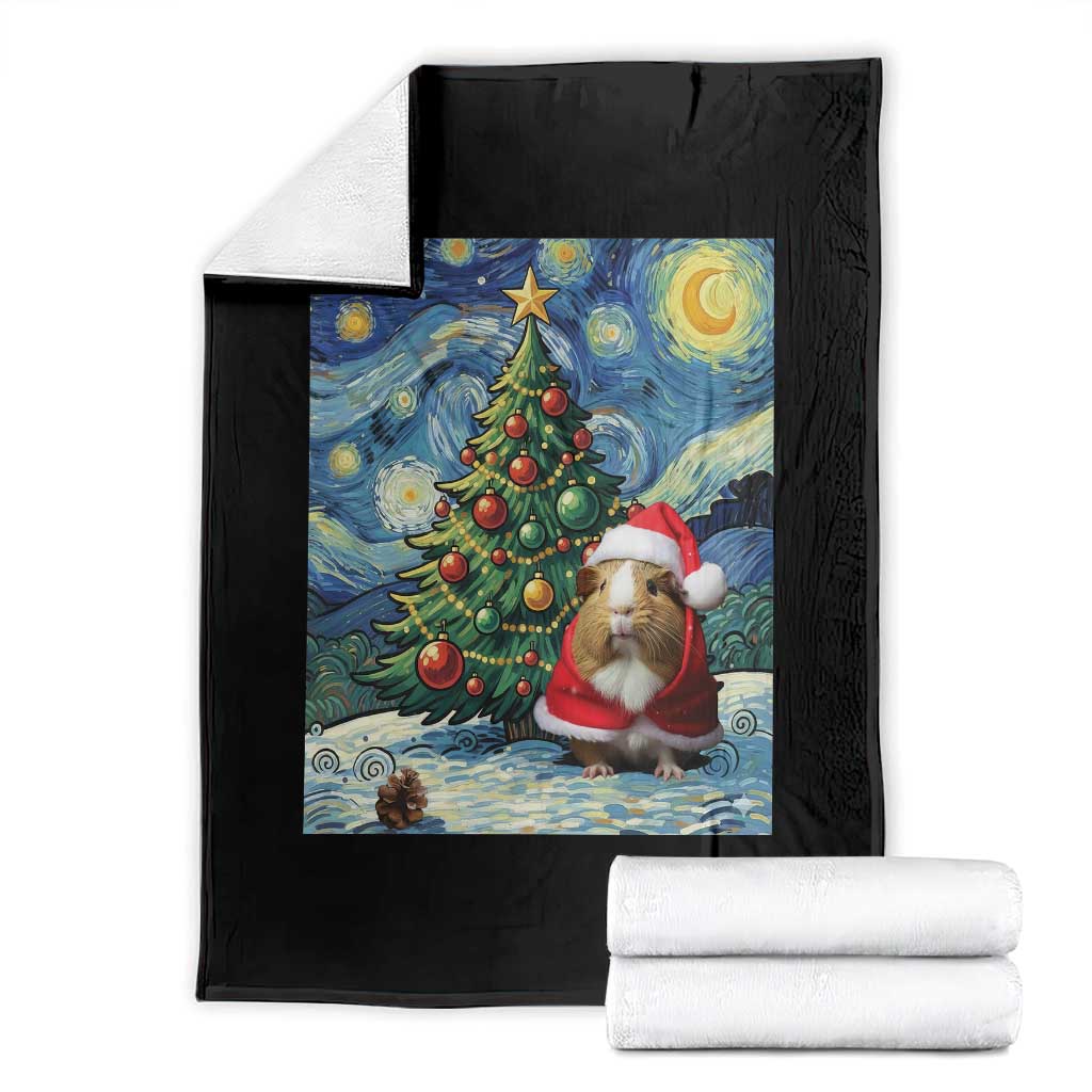 Santa Guinea Pig Starry Night Inspired Throw Blanket Funny Christmas Gift - Wonder Print Shop