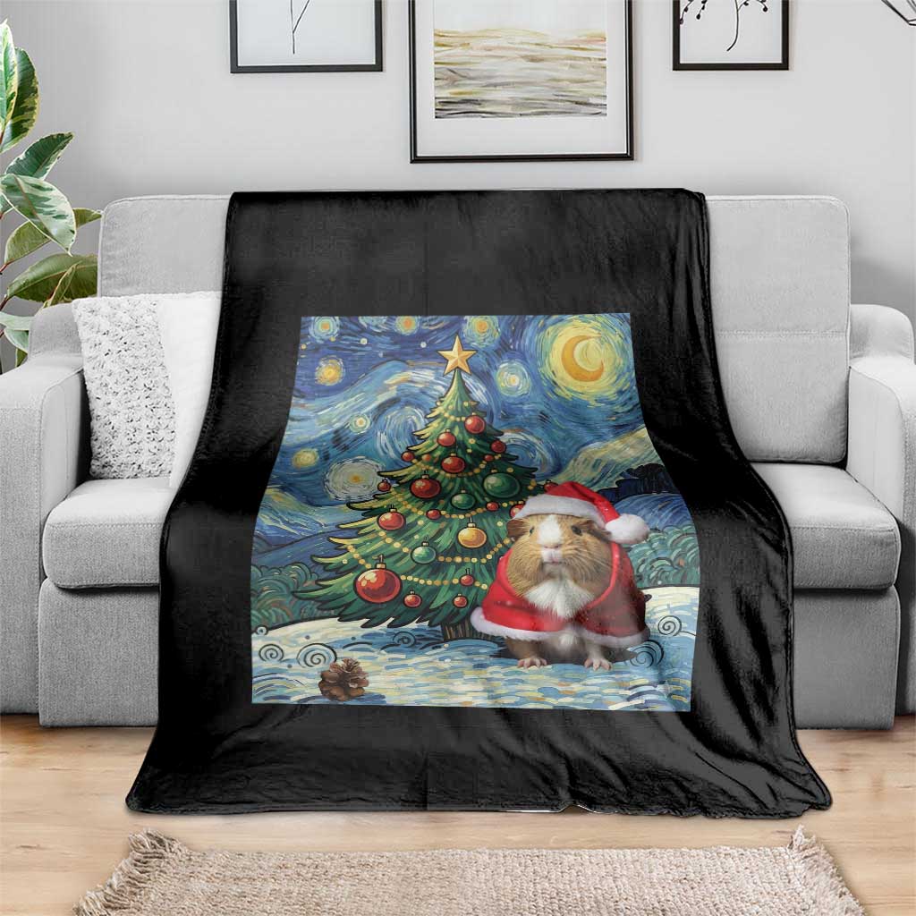 Santa Guinea Pig Starry Night Inspired Throw Blanket Funny Christmas Gift - Wonder Print Shop
