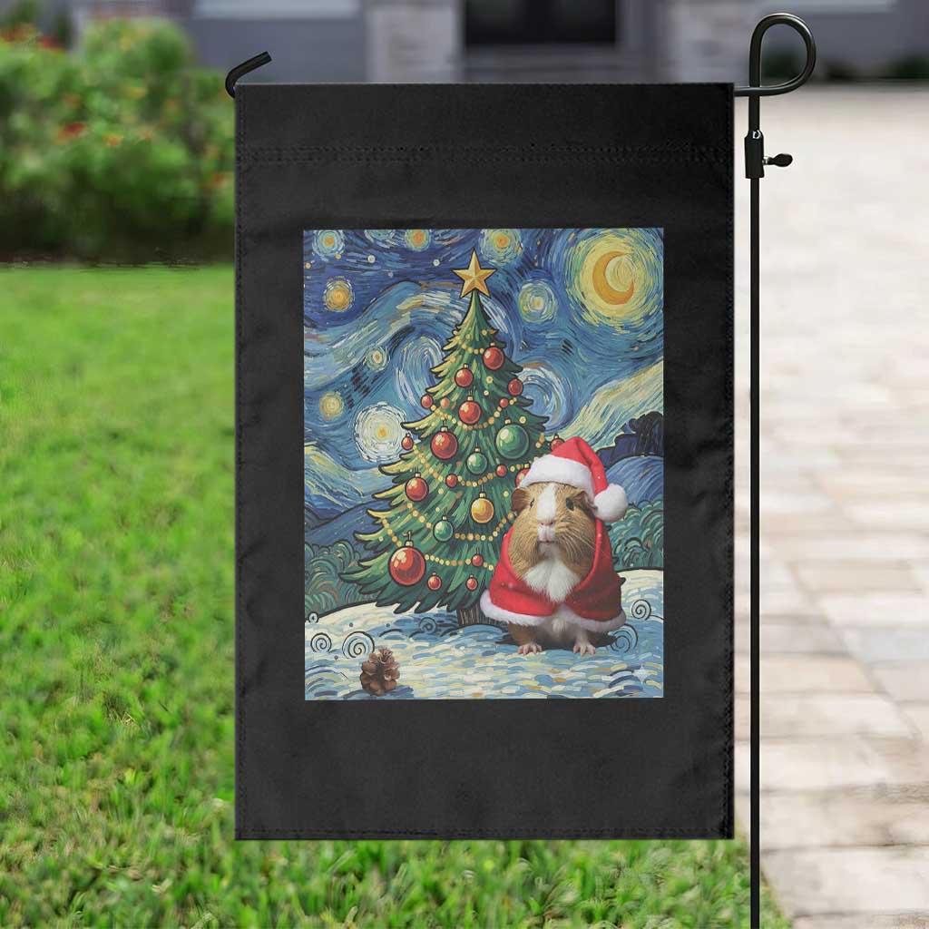 Santa Guinea Pig Starry Night Inspired Garden Flag Funny Christmas Gift - Wonder Print Shop