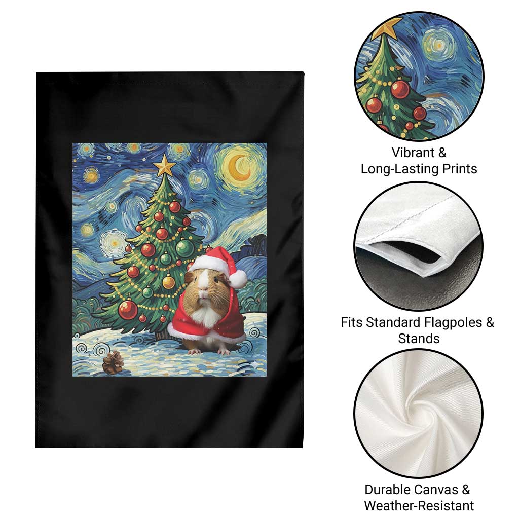 Santa Guinea Pig Starry Night Inspired Garden Flag Funny Christmas Gift - Wonder Print Shop