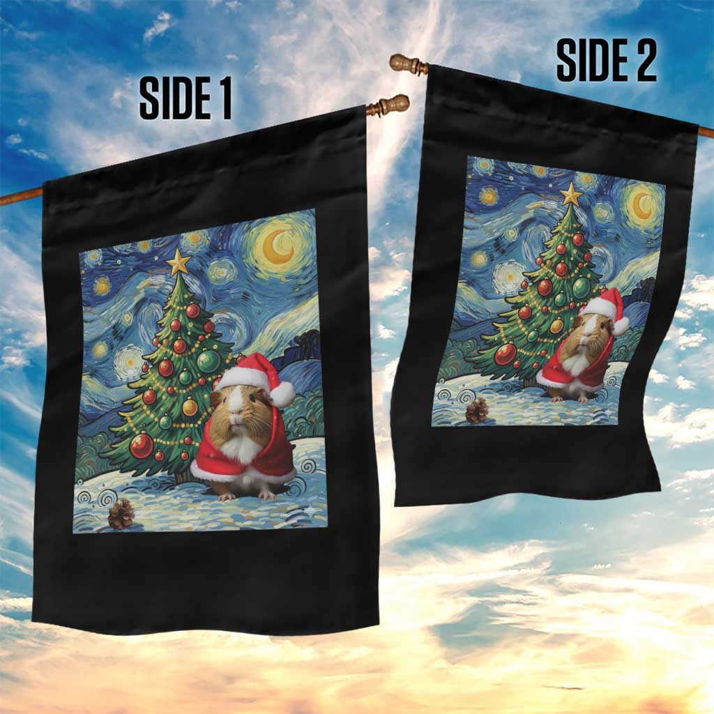 Santa Guinea Pig Starry Night Inspired Garden Flag Funny Christmas Gift - Wonder Print Shop