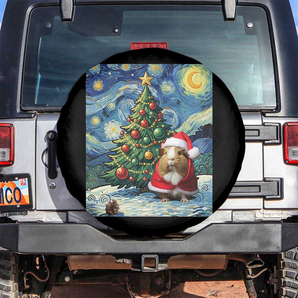 Santa Guinea Pig Starry Night Inspired Spare Tire Cover Funny Christmas Gift - Wonder Print Shop