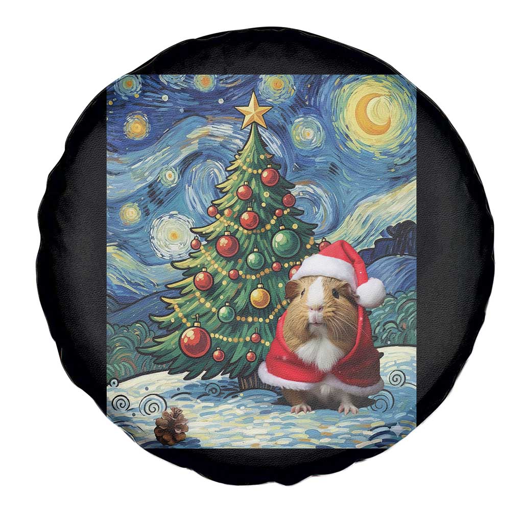 Santa Guinea Pig Starry Night Inspired Spare Tire Cover Funny Christmas Gift - Wonder Print Shop