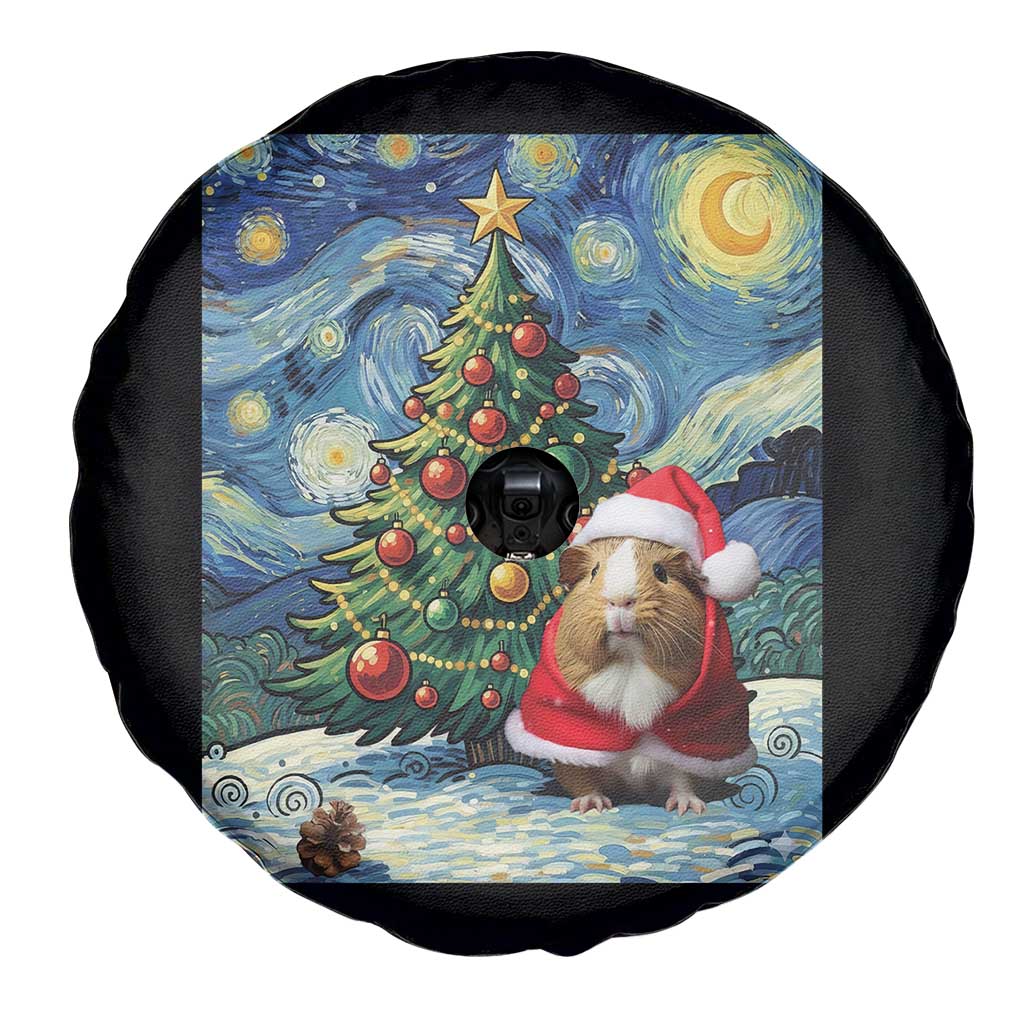 Santa Guinea Pig Starry Night Inspired Spare Tire Cover Funny Christmas Gift - Wonder Print Shop