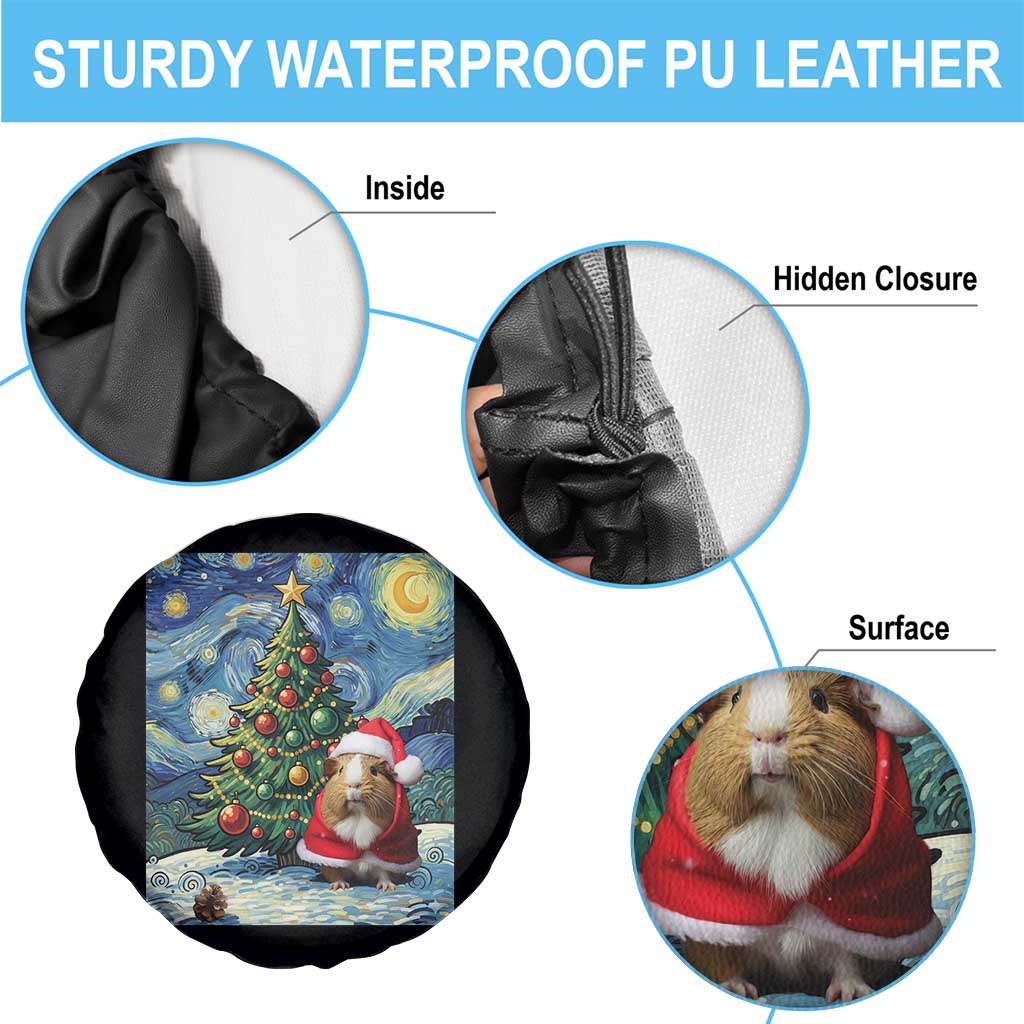 Santa Guinea Pig Starry Night Inspired Spare Tire Cover Funny Christmas Gift - Wonder Print Shop