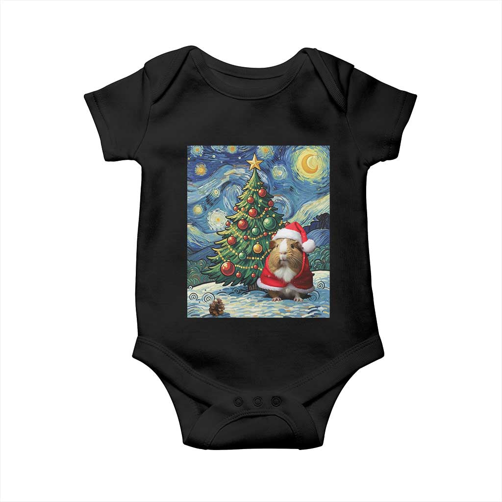 Santa Guinea Pig Starry Night Inspired Baby Onesie Funny Christmas Gift - Wonder Print Shop