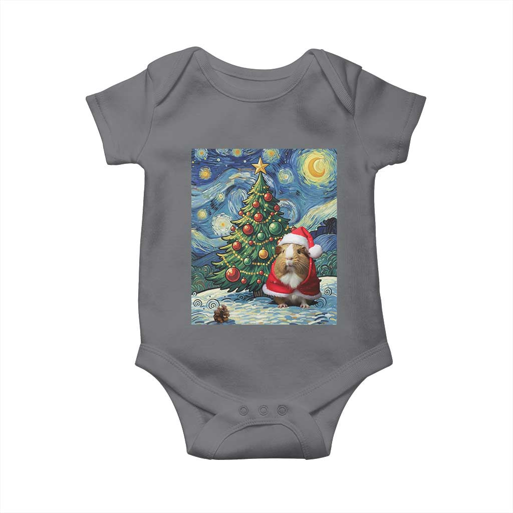 Santa Guinea Pig Starry Night Inspired Baby Onesie Funny Christmas Gift - Wonder Print Shop
