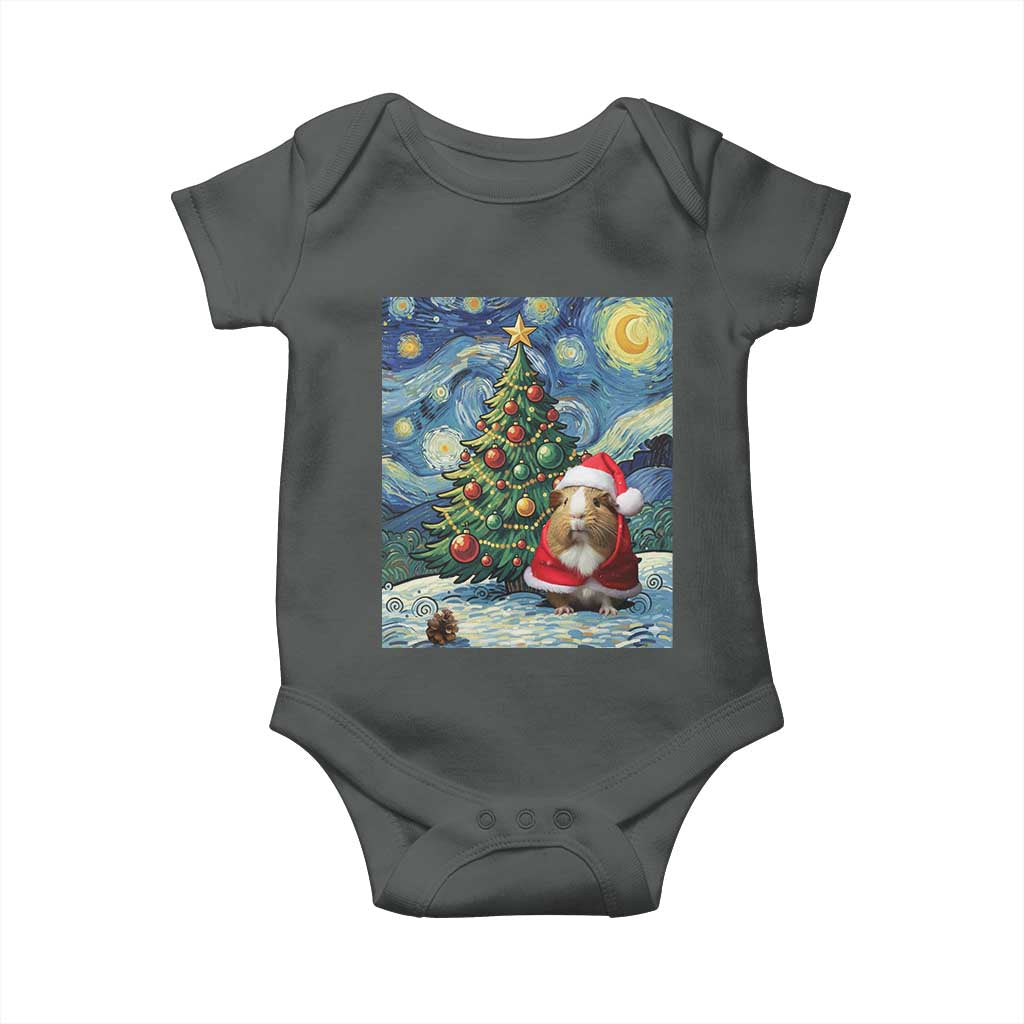 Santa Guinea Pig Starry Night Inspired Baby Onesie Funny Christmas Gift - Wonder Print Shop