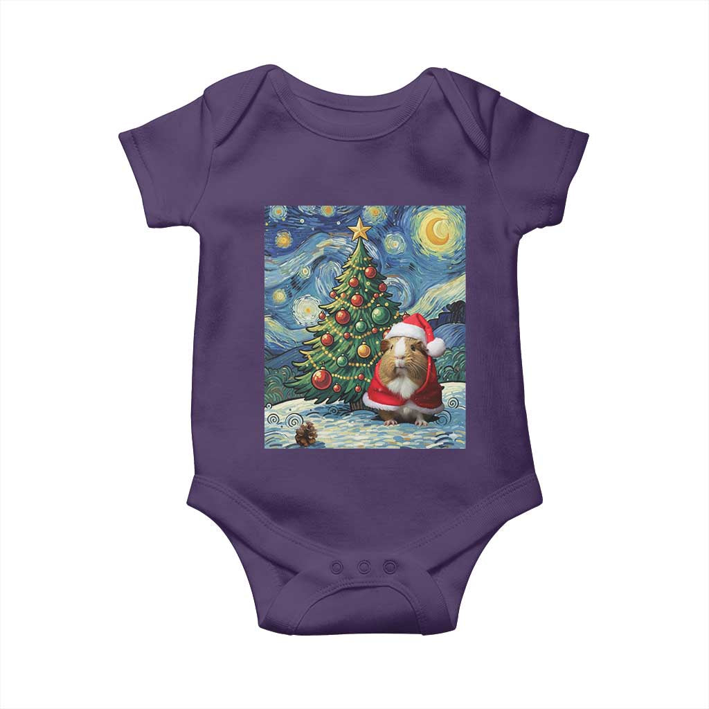 Santa Guinea Pig Starry Night Inspired Baby Onesie Funny Christmas Gift - Wonder Print Shop