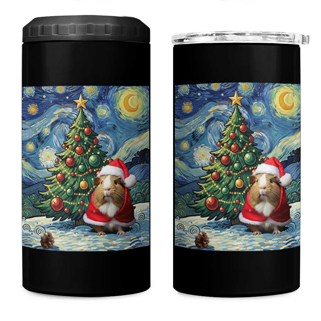 Santa Guinea Pig Starry Night Inspired 4 in 1 Can Cooler Tumbler Funny Christmas Gift - Wonder Print Shop